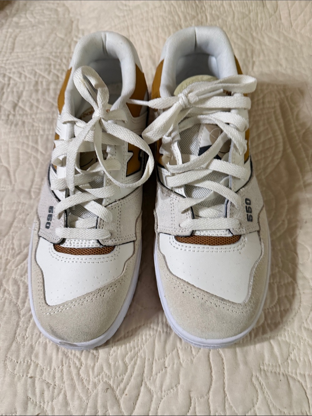 New Balance White and Tan Women's Sneakers - 550-Inspired 40.5 EU 9.5
